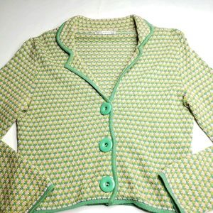Zara Green Pink Knit Button Cardigan